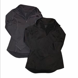 Set of 2 Workout Long Sleeve Quarter Zip Top